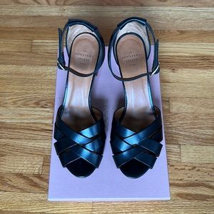 Sezane Black Sandal Pumps 3 Inch Size 40